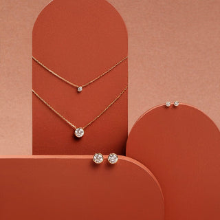 Collier avec diamant solitaire rond de 0,10 ct à 1,0 ct F-VS cultivé en laboratoire