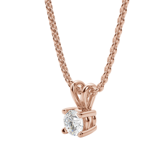 Collier avec diamant solitaire rond de 0,25 à 1,0 ct F-VS cultivé en laboratoire pour femme