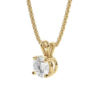 Collier avec diamant solitaire rond de 0,25 à 1,0 ct F-VS cultivé en laboratoire pour femme