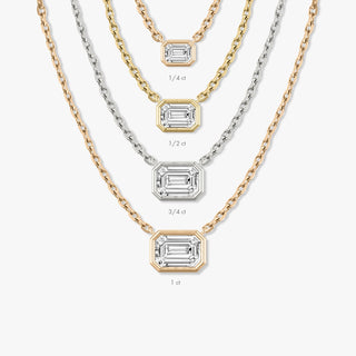 Collier avec diamant solitaire taille émeraude de 0,25 ct à 1,0 ct F-VS cultivé en laboratoire