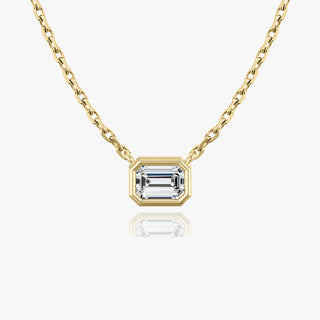 0.25CT - 1.0CT Emerald Cut Bezel Solitaire F-VS Lab Grown Diamond Necklace