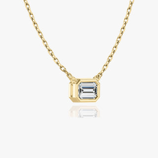 Collier avec diamant solitaire taille émeraude de 0,25 ct à 1,0 ct F-VS cultivé en laboratoire