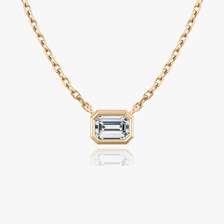 0.25CT - 1.0CT Emerald Cut Bezel Solitaire F-VS Lab Grown Diamond Necklace