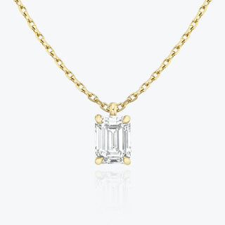 Collier avec diamant solitaire émeraude de 0,25 ct à 1,0 ct F-VS cultivé en laboratoire