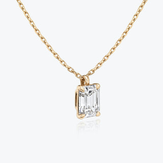 Collier avec diamant solitaire émeraude de 0,25 ct à 1,0 ct F-VS cultivé en laboratoire