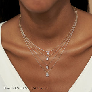 Collier avec diamant solitaire émeraude de 0,25 ct à 1,0 ct F-VS cultivé en laboratoire