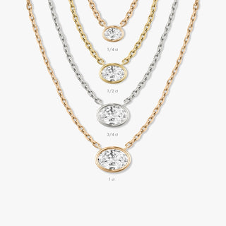 Collier avec diamant solitaire ovale de 0,25 ct à 1,0 ct F-VS cultivé en laboratoire