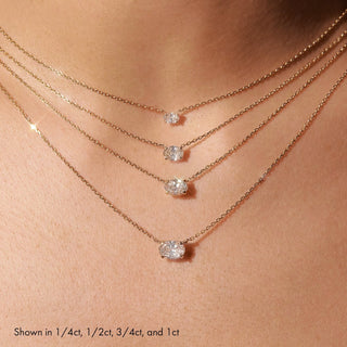 Collar con diamantes cultivados en laboratorio, solitario ovalado, F-VS, de 0,25 ct a 1,0 ct