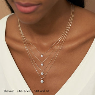 Collar con diamantes cultivados en laboratorio, redondos, solitarios, F-VS, de 0,25 ct a 1,0 ct