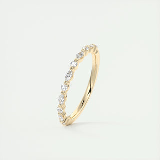 2.0mm Marquise & Round EF- VVS Lab Grown Diamond Half Eternity Wedding Band