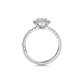 0.6ct Cushion Halo Round Cut F- VS1 Lab Grown Diamond Pave Engagement Ring