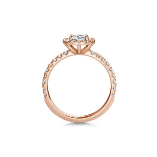 Bague de fiançailles pavée de diamants cultivés en laboratoire de 0,6 ct avec halo rond taille F-VS1 