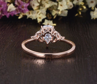 0.75CT Pear Cluster Moissanite Diamond Engagement Ring