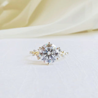 2.0 CT Round Shaped Moissanite Pave Setting Engagement Ring