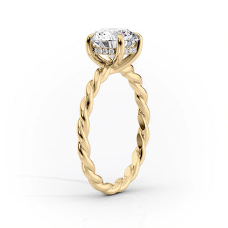 Bague de fiançailles avec halo caché en diamant CVD ovale de 1,50 à 3,50 ct