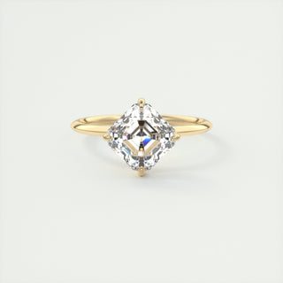 Bague de fiançailles solitaire en diamant moissanite à quatre griffes Asscher 2CT