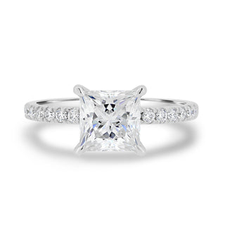 1.90ct Princess Cut Hidden Halo  Moissanite Solitaire Engagement Ring - ELITE CARAT