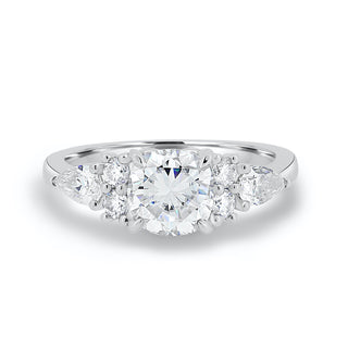 1.00 CT Round Cut Cluster Moissanite Engagement Ring - ELITE CARAT