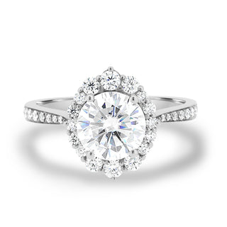 1.50 CT Round Cut Halo Moissanite Engagement Ring in 14K White Gold - ELITE CARAT