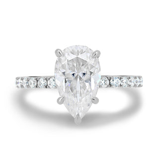 2.0CT-4.0CT Pear Cut Moissanite Hidden Halo Moissanite Engagement Ring