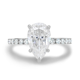 2.61CT Pear Cut Moissanite Hidden Halo Moissanite Engagement Ring - ELITE CARAT