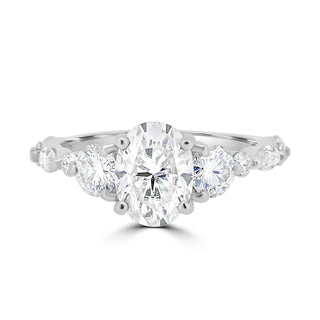 1.33CT Oval Cut Marquise Moissanite Engagement Ring in 14K Yellow Gold - ELITE CARAT