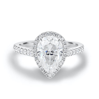 Bague de fiançailles en diamants pavés en moissanite avec halo en forme de poire de 1,93 ct pour femme