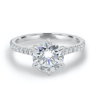 1.35CT Round Cut 6 Prong Cathedral Set Moissanite Engagement Ring - ELITE CARAT