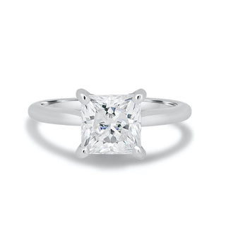 1.90CT Princess Cut Hidden Halo Moissanite Engagement Ring in 14K White Gold - ELITE CARAT