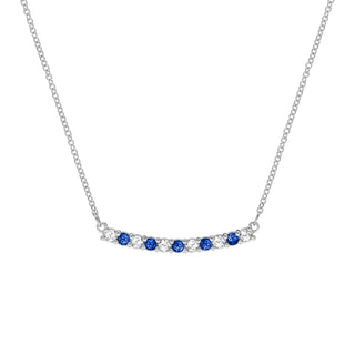 0.90CT Round Sapphire Diamond September Birthstone Necklace for Her