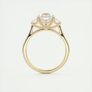 2.90CT 3 Stone Asscher Cut Diamond MoissaniteTra Engagement Ring