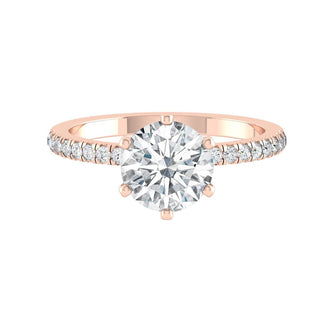 Bague de fiançailles avec solitaire à taille ronde et pavé de moissanite de 1,85 ct