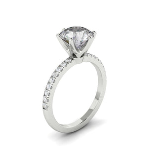 1.85 CT Round Cut Solitaire Pave Moissanite Engagement Ring