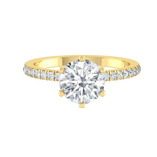 Bague de fiançailles avec solitaire à taille ronde et pavé de moissanite de 1,85 ct