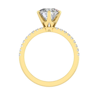 Bague de fiançailles avec solitaire à taille ronde et pavé de moissanite de 1,85 ct