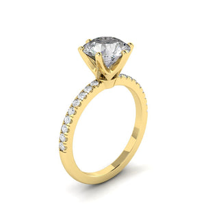 Bague de fiançailles avec solitaire à taille ronde et pavé de moissanite de 1,85 ct