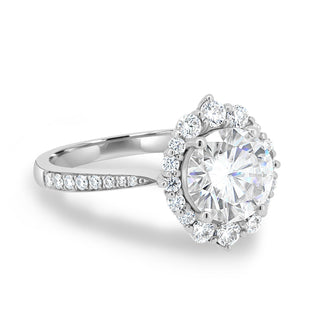 Bague de fiançailles en or massif 14 carats avec diamants et moissanite ronde de 1,35 ct