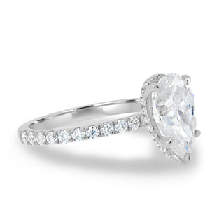 Bague de fiançailles en moissanite taille poire 2,0 CT-4,0 CT avec halo caché