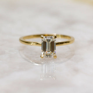 1.0ct Emerald Cut Moissanite Solitaire Diamond Engagement Ring