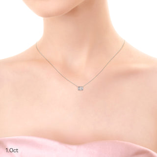 East West Oval Moissanite Solitaire Necklace in Solid Gold