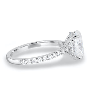 2.20CT Oval Cut Hidden Halo Moissanite Engagement Ring in 14K White Gold - ELITE CARAT