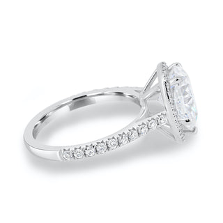 1.93CT Pear Halo Moissanite Diamond Pave Engagement Ring For Women