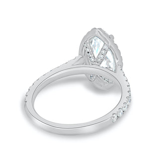 1.50CT Marquise Cut Halo Moissanite Engagement Ring in 14K White Gold - ELITE CARAT