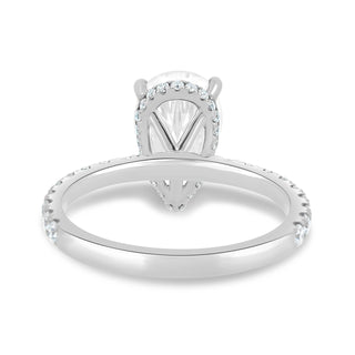 Anillo de compromiso con halo oculto de moissanita de corte pera de 2,0 CT a 4,0 CT