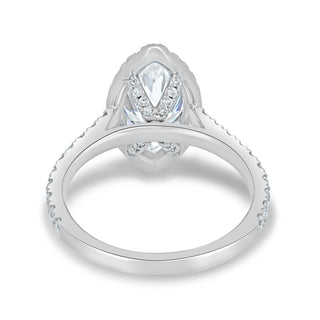 1.50CT Marquise Cut Halo Moissanite Engagement Ring in 14K White Gold - ELITE CARAT