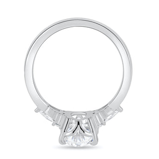 Bague de fiançailles en or blanc 14 carats avec moissanite à trois pierres taille ovale de 2,05 à 4,0 ct