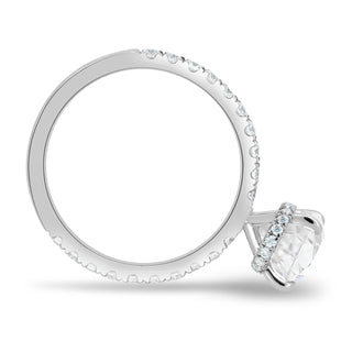 Anillo de compromiso con halo oculto de moissanita de corte pera de 2,0 CT a 4,0 CT