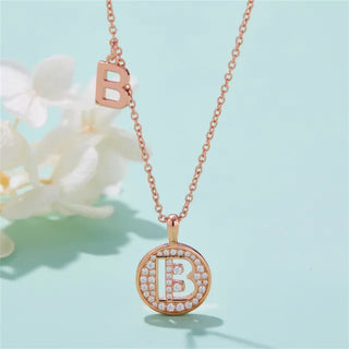 Collier avec diamants et moissanite en forme de lettre « B » pour femme