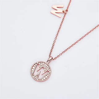 Collier avec diamants et moissanite en forme de lettre « W » pour femme