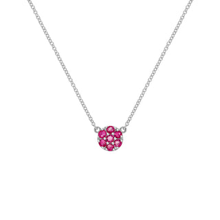 0.70CT Round Ruby Diamond July Birthstone Latter Necklace